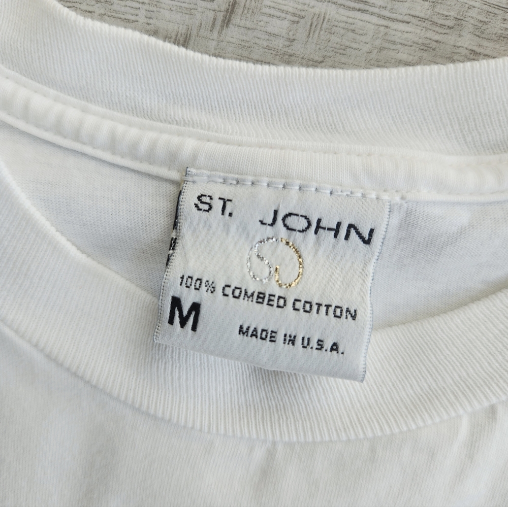 St John Sport T-Shirt VTG 90's White Embroided Size M - Picture 6 of 7